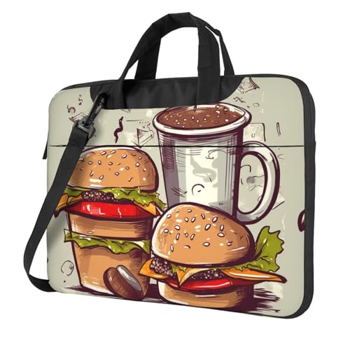 Maletín para laptop Funny Food Hamburgers and Mugs 13 pulgadas miniatura 1