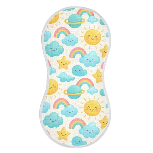 Cute Pastel Suns Baby Burp Cloths for Boys and Girls, Soft Muslin Spit Up Towels, 22