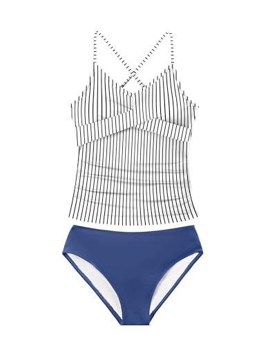 Girls Swimsuit Tankini Criss Cross Ruched 2 Piece Bathing Suit Printed Girl Swimwear for Teens 9-16Y