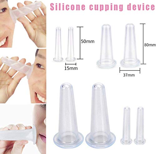 Miniatura 3 de Erioctry Juego de 4 tazas de silicona para masaje facial transparente para ojos y rostros, kit de tazas de masaje para levantar masajes, cara y