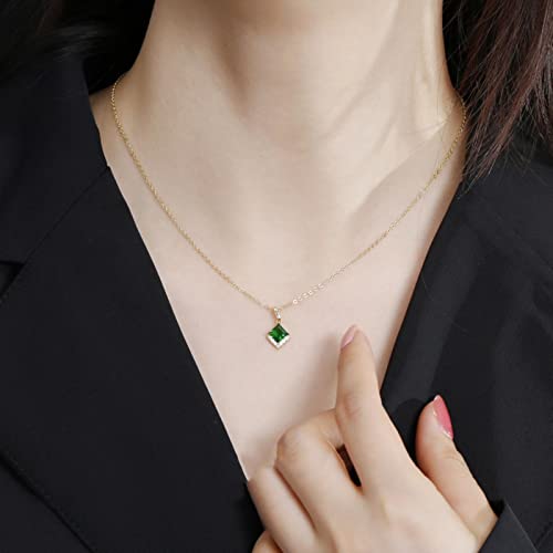 Collier en argent anti-allergie pendentif vert brillant - 5
