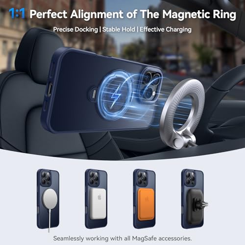 Image of for iPhone 16 Pro Case 360Spin Magnetic Stand, Fit for MagSafe, Shockproof of Military-Grade Protection, Magnetic Phone Case for iPhone 16 Pro with Kickstand Rotatable 6.3 inch, Deep Blue
