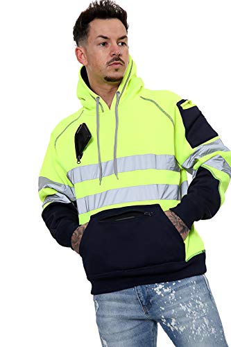 Sweat à capuche haute visibilité en polaire contrastée pour homme - Multicolore - X-Large Cover