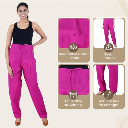 Image of Happy Bunny Salwar Pant for Women, Fine Cotton Ethnic Trousers with Drawstring Waist, Comfortable Daily, Office & Casual Wear Bottoms