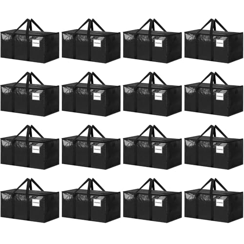 Image of 16 Pack Extra Large Heavy Duty Moving Bags, Black Storage Bins with Lids, Reinforced Handles & Heavy-Duty Zippers Moving Boxes Storage Bags Totes for Clothes Packing, Dorms, College Supplies, Black