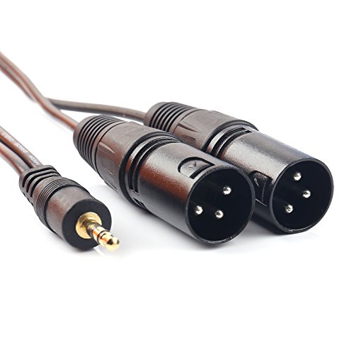 SiYear 3.5 mm (1/8Inch) Mini Jack Stereo TRS to Dual XLR 3 pin Male Plug Unbalanced Interconnect Cable,Y Splitter Patch Cable Cord (1.5M) - Thumbnail 4