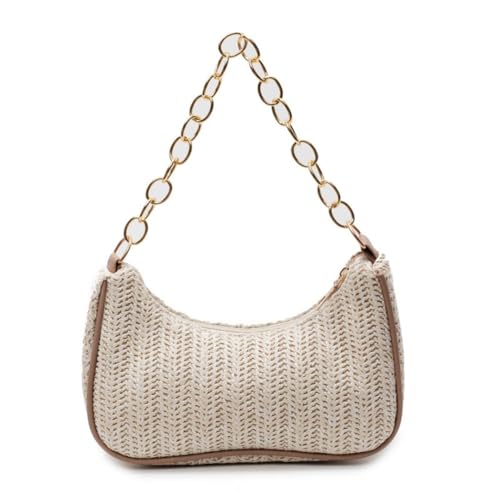 Bohemian Straw Shoulder Bag for Women 2024 New Handwoven Underarm Purse, Vintage Casual Crossbody Bag