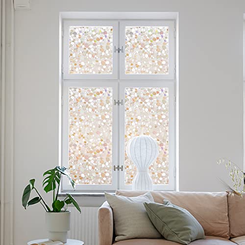 Lemon Cloud Window Film, Vinyl Clings, Stained 3D Decorative Stickers For Glass, Static Door Window Covering, Tinted Window Decals, Frosted Privacy, Self-Adhesive, Pebble Pattern (35.4In X 78.7In) #TOP2