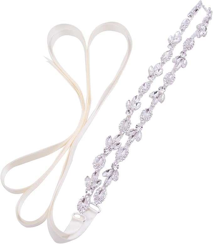 Bridal Belt Crystal Wedding Belt Thin Bride Belt Rhinestone Sash Belt,Crystal Sash for Wedding Dress Bridesmaid Flower Gril