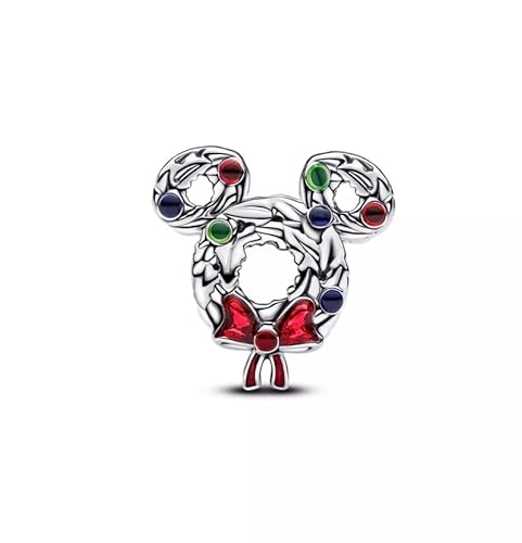 Mouse ears wreath Christmas charm. Compatible with Pandora and other similar sized charm bracelets. Check out our other listings