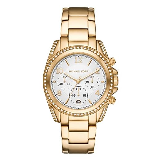 Michael Kors Reloj para mujer Blair, movimiento cronógrafo de cuarzo, caja de acero inoxidable dorado de 39 mm con correa de acero inoxidable, MK6762