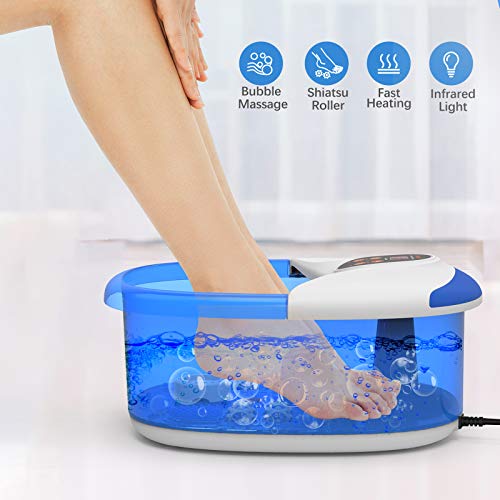 Carevas Foot Spa Massager, Heated Foot Bath with 14 Massaging Rollers, O2 Bubbles, Adjustable Temperature, Medicine Box for Tired Feet Stress Relief - Thumbnail 2