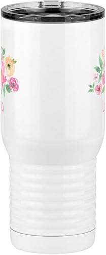 Miniatura 6 de Just So Posh Lola Flowers - Vaso de café de viaje con asa y tapa deslizante, color blanco de 20 onzas, color camello polar, acero inoxidable,