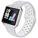 For Fitbit Blaze Bands, UMAXGET Sport Wristband Silicone replacement Strap with Silver Frame for Fitbit Blaze Smart Fitness Watch Silver&white large