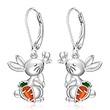 Pendientes de conejo para mujer, aretes de conejo de Pascua, zanahoria, colgantes de plata de ley, conejo, conejo, vacaciones, Pascua, regalos de joyería