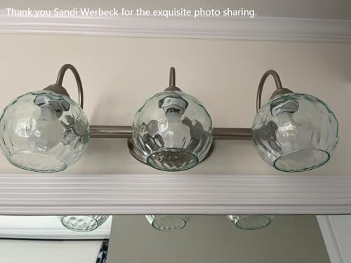Image of 6.3 Inch Replacement Clear Hammer Glass Lamp Shade Light Fixture,for Replacement Wall Sconce Pendant Light Ceiling Light Chandelier Shade,Factory Outlet (Green Glass, 3 Pack)