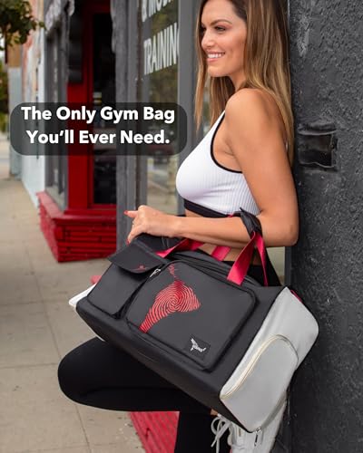 GoVivo Gym Bag with Shoe Compartment, Gym Duffle Bag for Women, Water Resistant Weekender travel Bag, bolso de viaje para mujer, Lightweight & Stylish gym bags, Black2