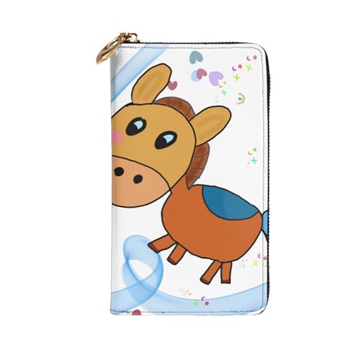 Listening Mule Prints Leather Long Clutch Wallet for Fashionable Girls and Women - Durable, Stylish, and Functional, Black, One Size2