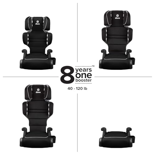 Image of Diono Connect3 R 2-in-1 High Back Booster, Slim Fit 3-Across in Many Mid-Sized Sedans and SUVs, for Children from 40-120 lbs., Lightweight with Cupholder, Black Storm