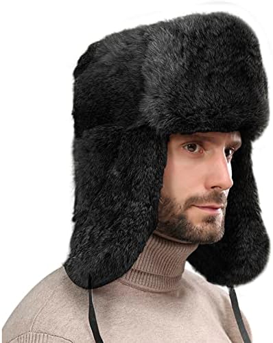 PURFUN Men Women Faux Fur Trapper Hat Winter Thick Furry Ushanka Earflap Cap Windproof Cycling Ski Hunting Hat with Ear Flap