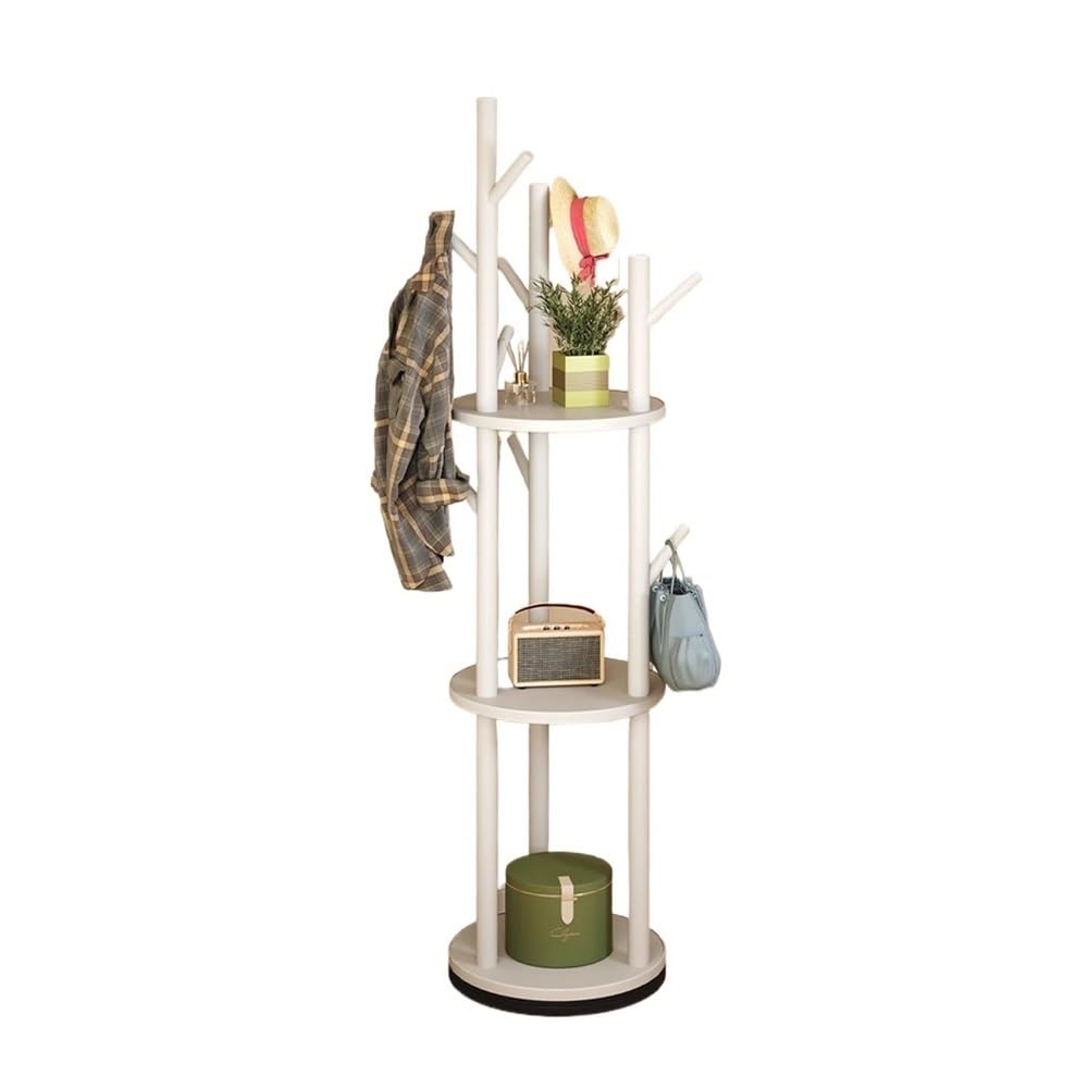 YQINQIN83B Organizer Rack Solid Wood Rotating Coat Rack Floor Hanger Household for Bedroom