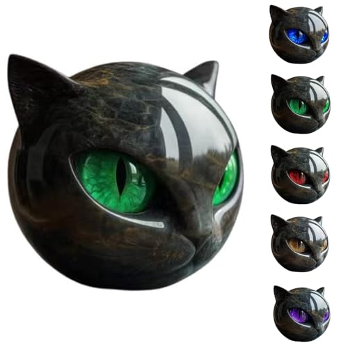 Genérico Escultura De Piedra De Gato Negro De Lujo: Elegante Decoración para El Hogar Y Obra De Arte Lista para Regalar. Cristal Tallado A Mano Y Piedra Curativa, Recuerdo para Pequeños (Grün)