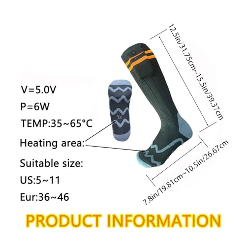 Chaussettes chauffantes électriques rechargeables avec 4 niveaux de température pour le ski - 5