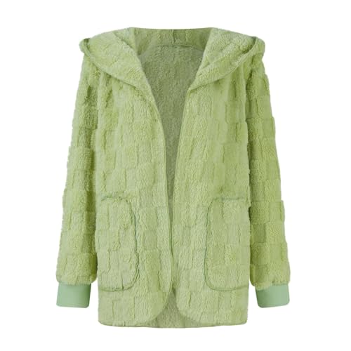 midelxp Long Cardigan for Women Soft Fluffy Hooded Sherpa Jackets with Pockets Cozy Oversized Sweaters Winter Fleece Coats 7