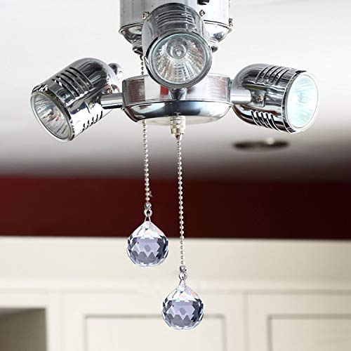 Gusnilo Crystal Ceiling Fan Pull Chain Clear Crystal Ball Crystal Fan Chain Extender Pull Chain Light Fixture Prism 4 Pieces Dazzling Crystal Ceiling Fan Pull Chains 20Mm #TOP7