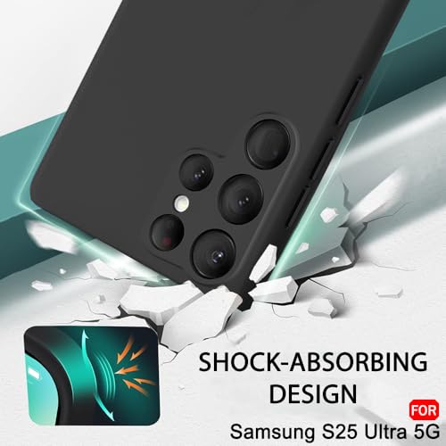 Image of TheGiftKart Liquid Silicone Back Cover Case for Samsung Galaxy S25 Ultra 5G | Soft Micro-Fibre Lining Inside | Camera & Screen Protection | Shockproof Case for Samsung S25 Ultra (Silicone, Black)