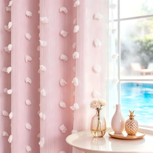 Image of Pink Room Darkening Curtains for Girls Nursery Bedroom 52x96 Inch