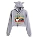 Sky Cloud Sono Sopravvissuto a 2020 Divertimento Capodanno Vacanze Festa Celebrazione Regalo Pullover Felpa con Cappuccio Cat orecchi Felpa da Donna (Color : Gray, Size : Large)