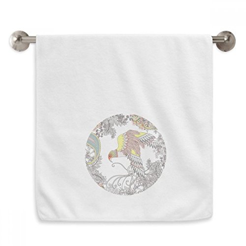 Serviette ukiyo-e blanc arbre oiseau fleur et débarbouillette de bain