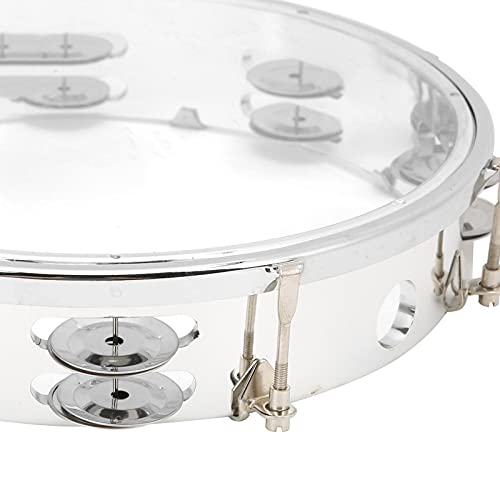 Tambourine for Adults 10 Inch Hand Held Tambourine with Double Row Metal Jingles Musical Educational Drum Instrument for Party Games Transparent Color by Walfront - Image 7