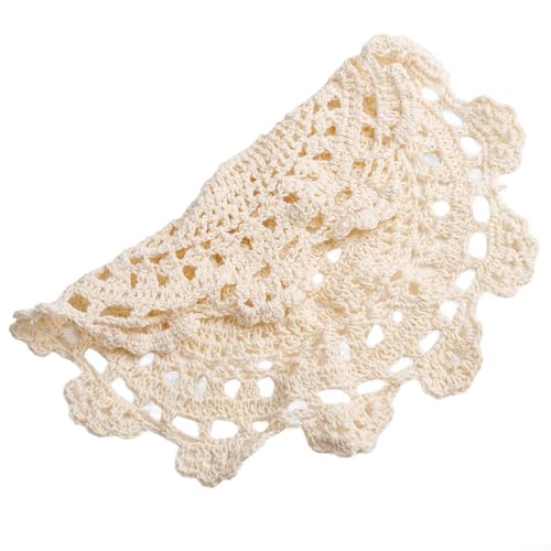 Mantel de algodón con encaje hueco para mesa, mantel individual decorativo hecho a mano, retro, ganchillo, tapete para comedor, cocina, cafetería y restauración (25 cm)