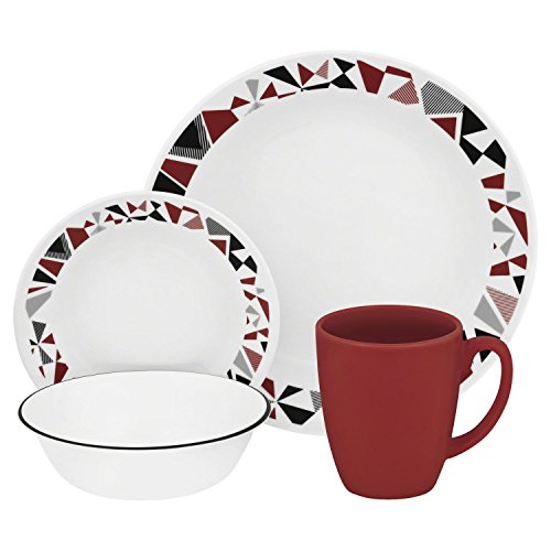 Corelle Livingware 16-Piece Dinnerware Set, Mosaic Red, Service for 4