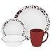 Corelle Livingware 16-Piece Dinnerware Set, Mosaic Red, Service for 4