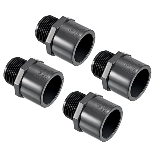 PATIKIL 1NPT Male Thread Pipe Fitting, 5 Pack UPVC 1" Socket Schedule 80 Straight Tube Hose Connector Adapter for Water Pipes Gray