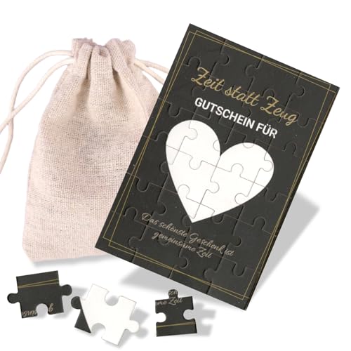 Puzle de cupones personalizado con saquito de algodón - Cumpleaños, Navidad y aniversario, ideal para amigos, familiares y parejas, cupón de alta calidad para personalizar (oro negro)