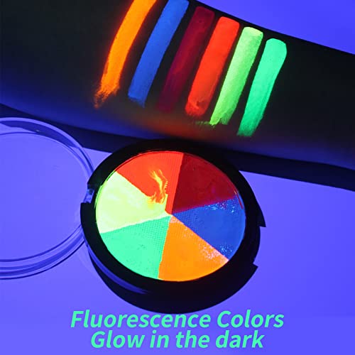 Qudai Kit profissional de pintura facial corporal 6cores de fluorescência Paleta à base de água Maqu