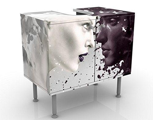 Meuble sous Vasque Design Milk & Coffee 60x55x35cm, Petit, 60 cm de Large, réglable, Table de lavabo, Armoire de lavabo, lavabo, Meuble Bas, Baignoire, Salle de Bains, Armoire de Salle Bains