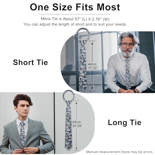 Image of Luckyvestir Ties for Men, Sage Green Cotton Floral Tie 2.76 inch Flower Printed Men's Neckties for Wedding /Groomsmen /Suit /Party