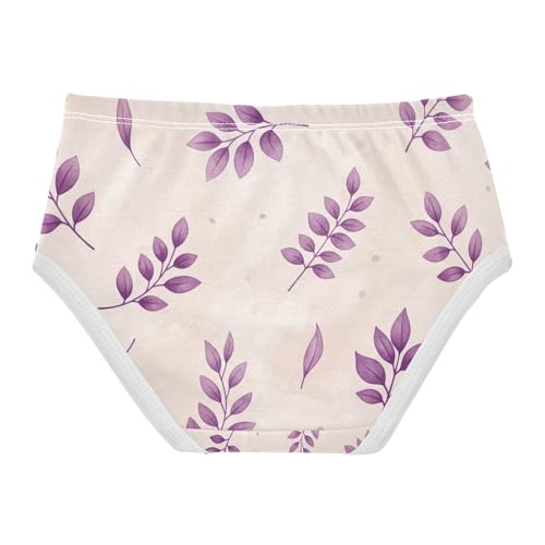 Kids Underwear Girls, Leaves Purple Pastel Toddler Girl Panties, Cotton Underwear for Girls, 2T–8 Years2