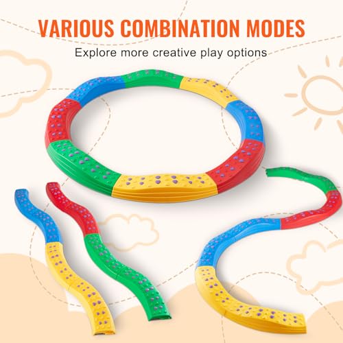 Image of VEVOR Balance Beam Stepping Stones, 8 PCS Toddler Balance Boards Non-Slip Textured Surface & Rubber Pads, Montessori Toy for Kids 2-6, Build Coordination and Gross Motor Skills, Indoor or Outdoor Play