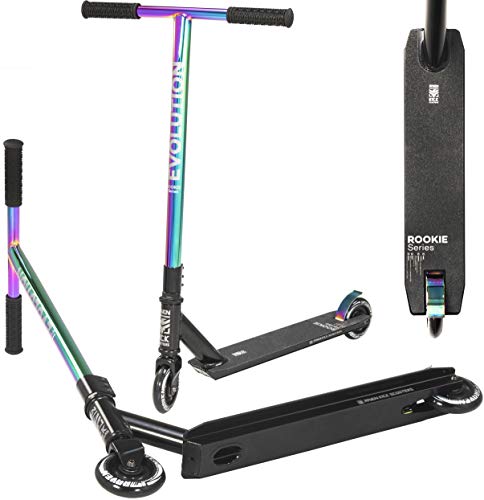 Raven – Patinete para niños y Adultos - Scooter – Patinete Freestyle - para Aprender Trucos en el Skatepark – Ruedas de PU de 110 mm, rodamientos ABEC-9 – Evolution Rookie Neo Chrome, 100 mm