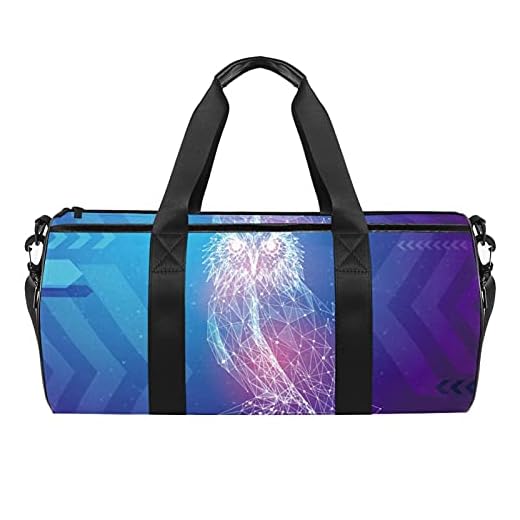 Sport gymväska, dansväska medium lätt hållbar sport duffel gym och övernattning resväska fack för män kvinnor djur i cirkus, Abstrakt bild uggla 2, 45x23x23cm,
