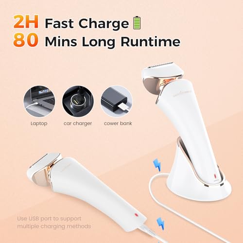 Image of Electric Body Shaver Trimmer for Women - BEAUTYCARE Cordless Razor for Women Portable Lady Shaver for Legs, Arm, Underarms, Bikini, USB Rechargeable, Wet & Dry Waterproof Bikini Trimmer for Woman, Gold