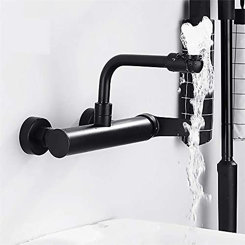 Robinet de lavabo mural en laiton noir mat pour vasque chic