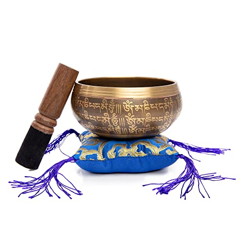 Image of Tibetan Singing Bowl Set - Easy To Play Authentic Handcrafted For Meditation Sound Chakra Yoga Healing By Himalayan Bazaar