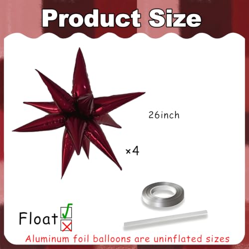 Image of Burgundy Balloons Explosion Star Maroon Explosion Star Balloons Red Wine Birthday Party Decorations Ready to Pop Baby Shower Betty Bachelorette Decor Carnival Party Wedding Burgundy Maroon Graduate